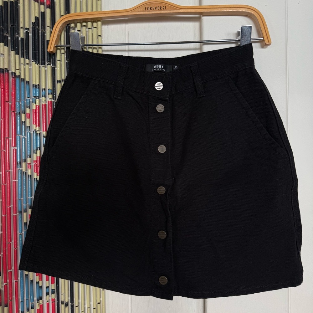 Obey black Button-Front Skirt